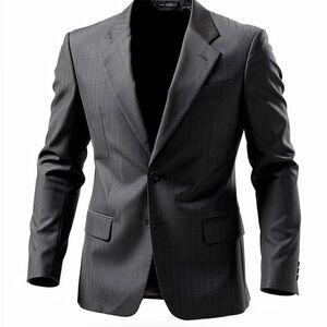 Armani Collezioni Blazer Mens 42 Black Striped Suit Coat Jacket 100% Wool !!